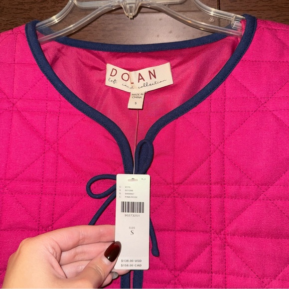 NWT $138 Anthropologie x DOLAN Pink Bow-Front Linen Quilted Lady Jacket S - Picture 4 of 9